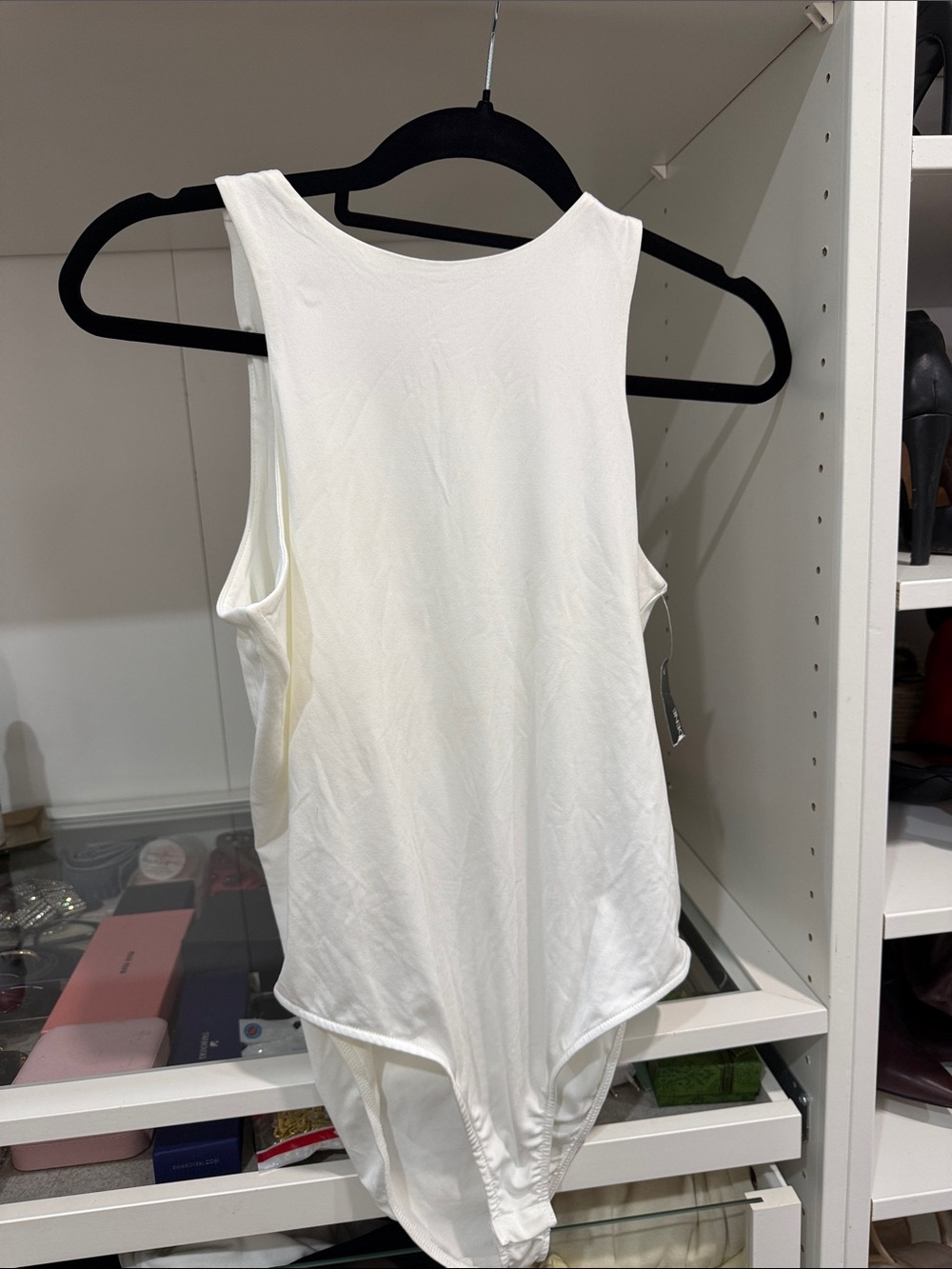 Ardene White Sleeveless Scoop-Back Bodysuit